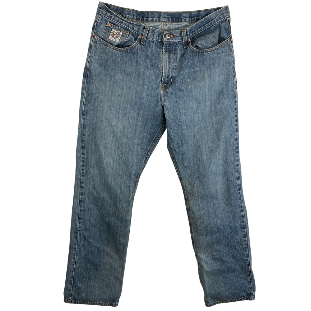 Cinch‎ Up Mens Blue Denim Straight Leg Western Jeans Medium Wash 37x34
